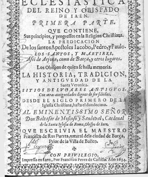 Obispado - Obispado. Historia eclesiástica del Obispado de Jaén 1634
