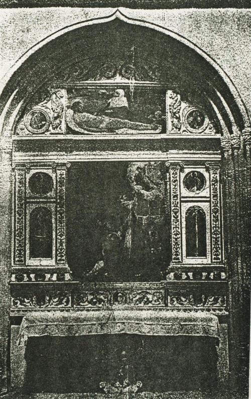 Colegiata de Santa María de los Reales Alcázares. Capilla del Cristo de la Caída - Colegiata de Santa María de los Reales Alcázares. Capilla del Cristo de la Caída. Foto antigua del retablo desaparecido en la Guerra Civil