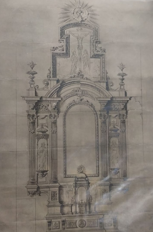 Hospital de San Juan De Dios - Hospital de San Juan De Dios. Boceto del retablo tras el incendio