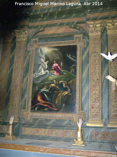 Iglesia de Santa María. Capilla de San Ildefonso - Iglesia de Santa María. Capilla de San Ildefonso. La oración en el Huerto del Greco y relicarios