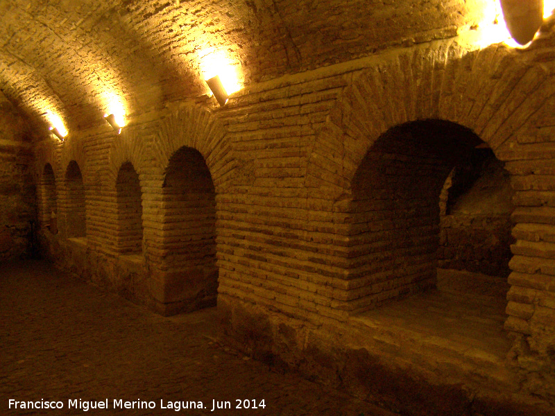 Castillo de Sabiote. Bodegas - Castillo de Sabiote. Bodegas. Pared de unión entre las dos naves