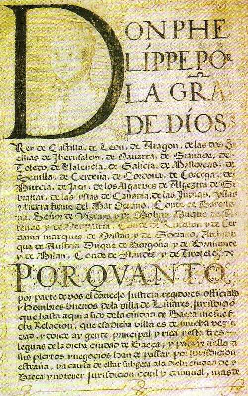 Historia de Linares - Historia de Linares. Documento por el que se le concede el título de Villa