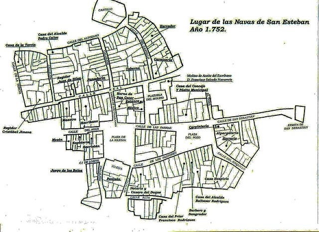 Historia de Navas de San Juan - Historia de Navas de San Juan. Plano 1752 basado en el Catastro del Marqués de la Ensenada y realizado por D. Manuel Valenzuela