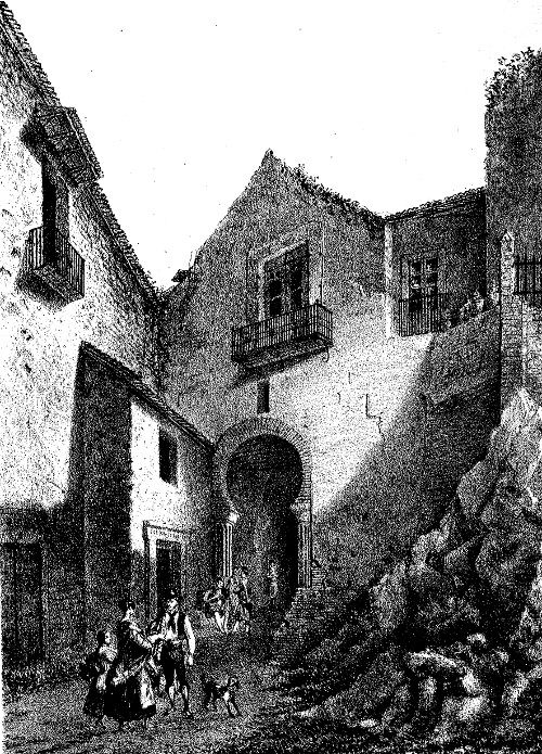 Alcazaba de Málaga - Alcazaba de Málaga. Puerta de la Alcazaba. Dibujo de F. J. Parcerisa 1850