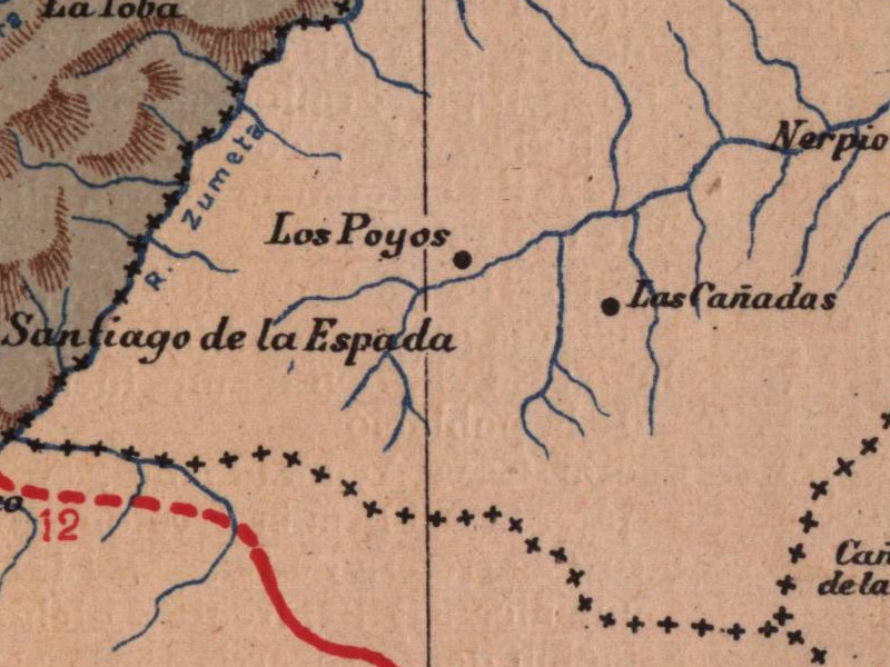 Río Zumeta - Río Zumeta. Mapa 1901