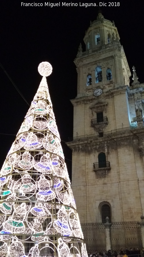 Catedral de Jaén. Torre del Reloj - Catedral de Jaén. Torre del Reloj. Iluminación navideña