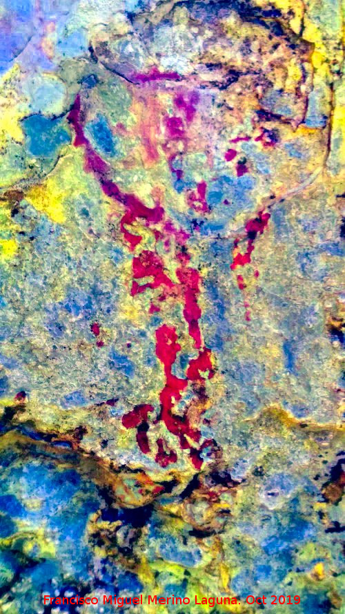 Pinturas rupestres del Abrigo de los Cañones III - Pinturas rupestres del Abrigo de los Cañones III. Tratada con Dstretch