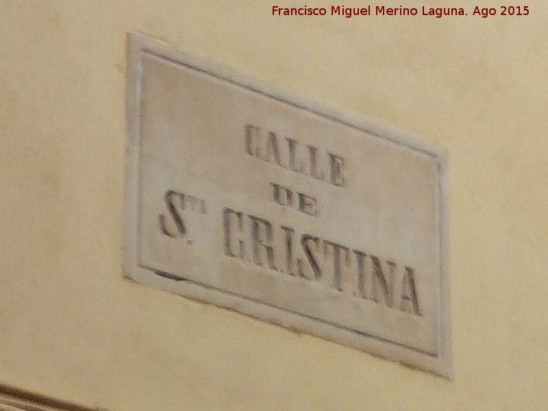 Calle Santa Cristina - Calle Santa Cristina. Placa antigua