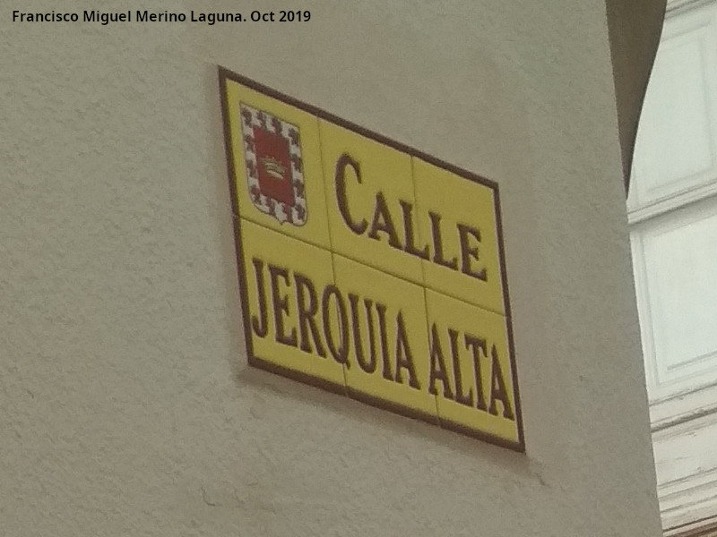 Calle Jerquia Alta - Calle Jerquia Alta. Placa