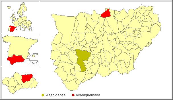 Aldeaquemada - Aldeaquemada. Localización