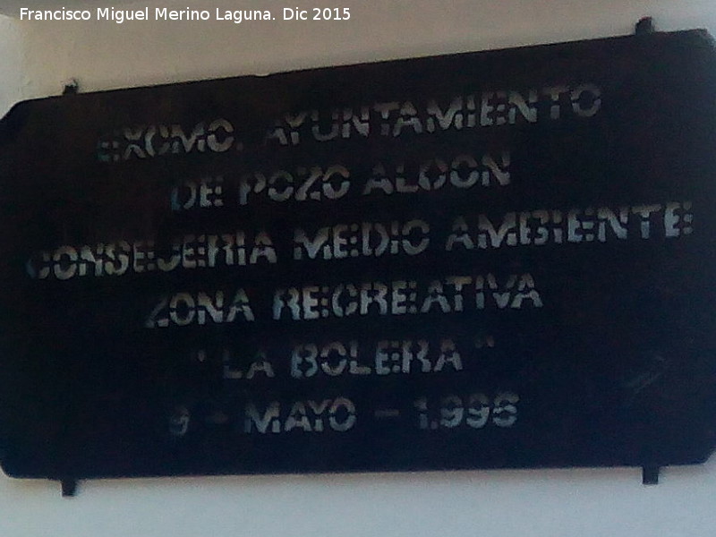 Área recreativa Hoyo de los Pinos - Área recreativa Hoyo de los Pinos. Placa
