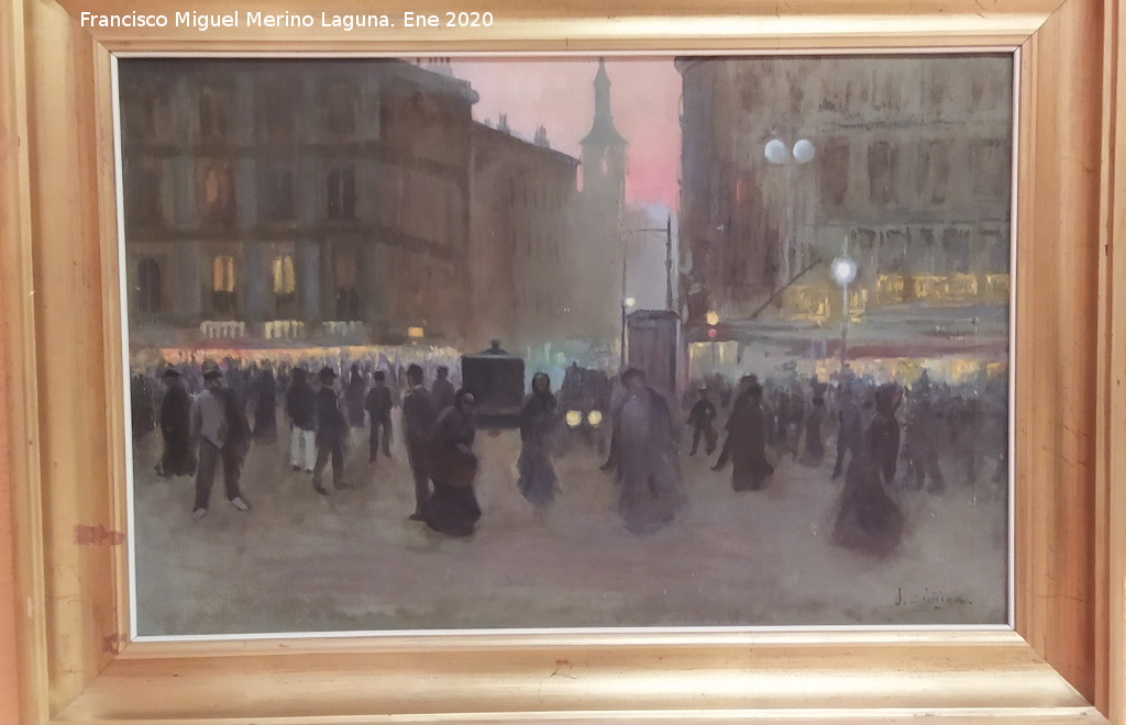 Puerta del Sol - Puerta del Sol. Atardecer en la Puerta del Sol. Siglo XX. Obra de Jos� Pablo Garc�a de Zu�iga. Museo Provincial de Ja�n