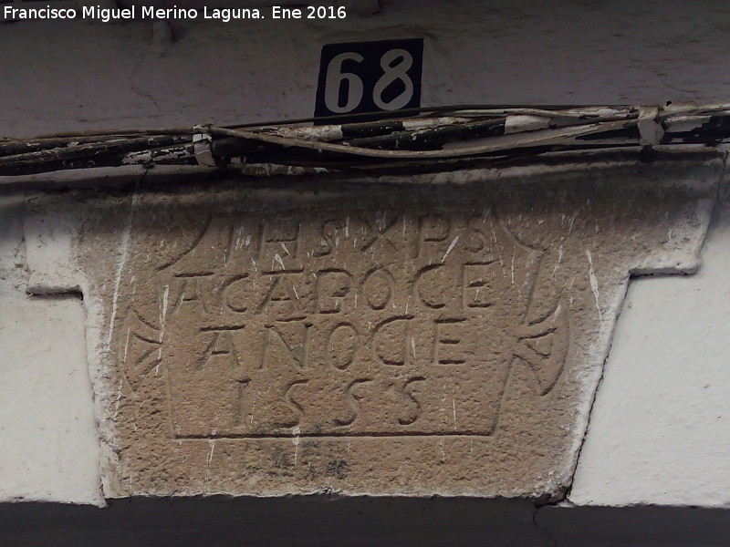 Casa de la Calle Santa María nº 68 - Casa de la Calle Santa María nº 68. Incripción y año