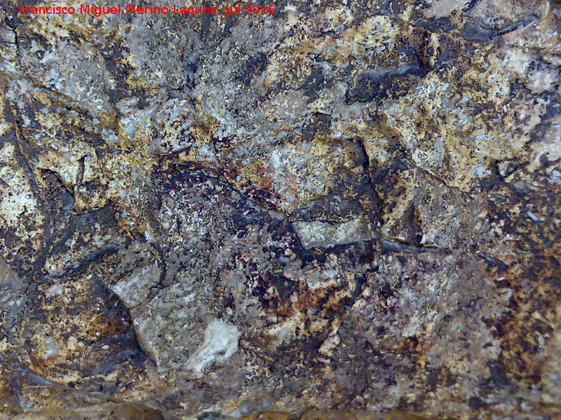 Pinturas rupestres del Arroyo de Tíscar I Grupo II - Pinturas rupestres del Arroyo de Tíscar I Grupo II. Restos de pintura en la parte inferior