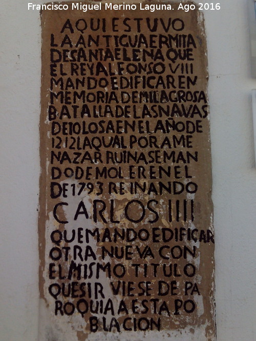 Ermita de la Santa Vera Cruz - Ermita de la Santa Vera Cruz. Inscripción