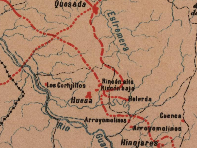 Río Extremera - Río Extremera. Mapa 1885