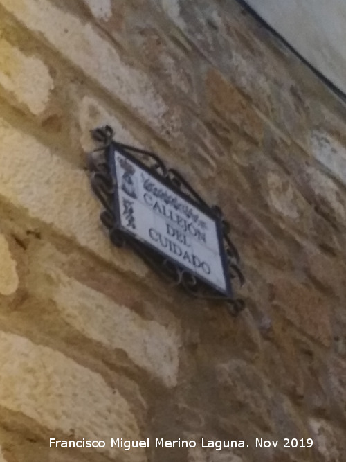 Callejn del Cuidado - Callejn del Cuidado. Placa