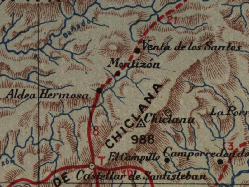 Río Dañador - Río Dañador. Mapa 1901