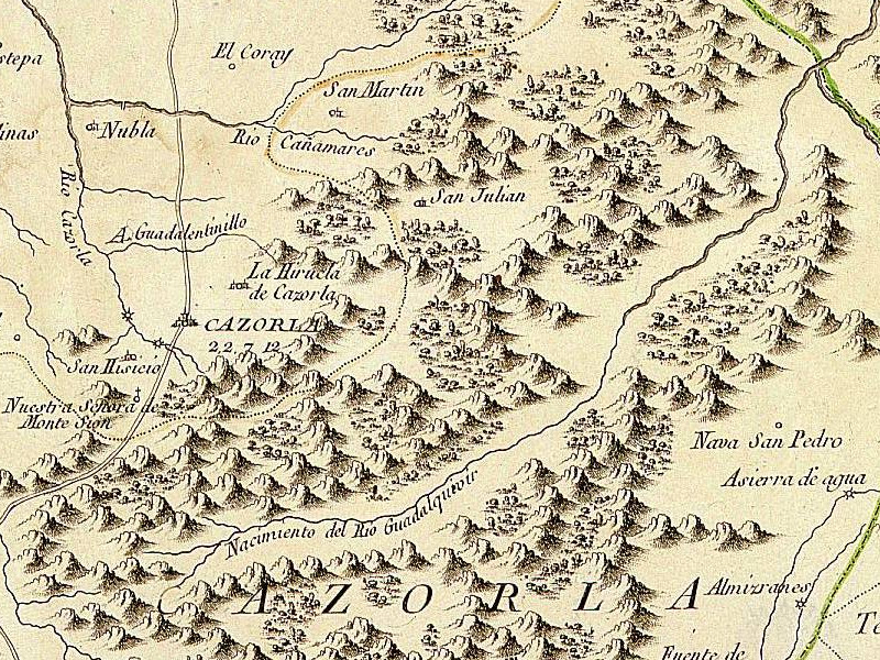 Río Cañamares - Río Cañamares. Mapa del Adelantamiento de Cazorla 1797