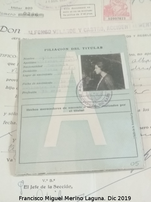 Historia de Ja�n. Siglo XX - Historia de Ja�n. Siglo XX. Permiso de conducir de una mujer. Archivo Hist�rico Provincial