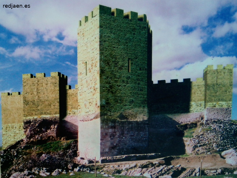 Castillo de Alarcos - Castillo de Alarcos. Reconstrucción virtual de un panel informativo
