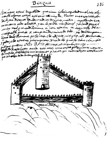 Castillo Benzalá - Castillo Benzalá. Dibujo de Jimena Jurado. Siglo XVII