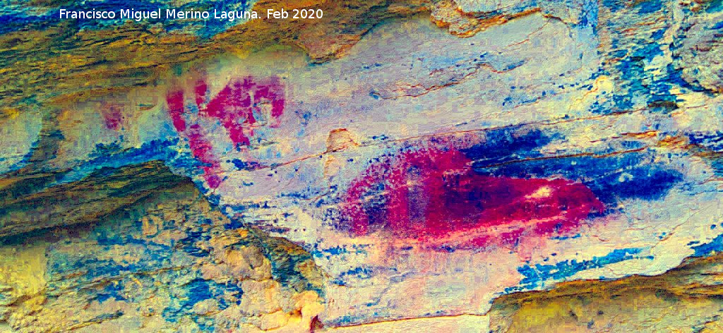 Pinturas rupestres del Abrigo del Guadal�n III - Pinturas rupestres del Abrigo del Guadal�n III. Tratada con Dstretch