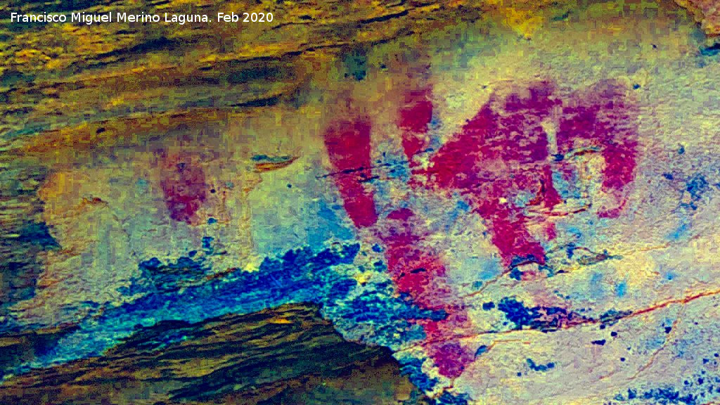 Pinturas rupestres del Abrigo del Guadal�n III - Pinturas rupestres del Abrigo del Guadal�n III. Tratada con Dstretch