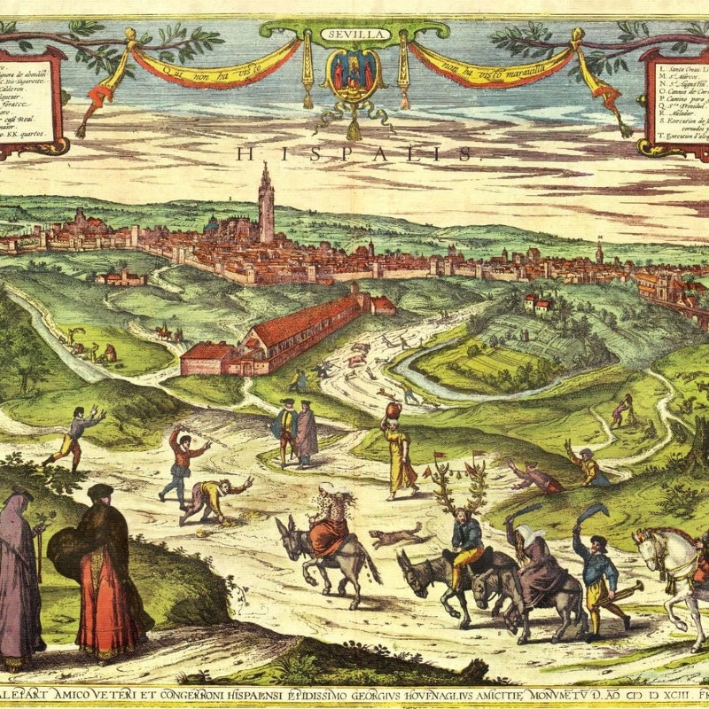 Cornudo y apaleado - Cornudo y apaleado. El cortejo del escarnio público: cornudo y apaleado. 1572 de Georg Braum