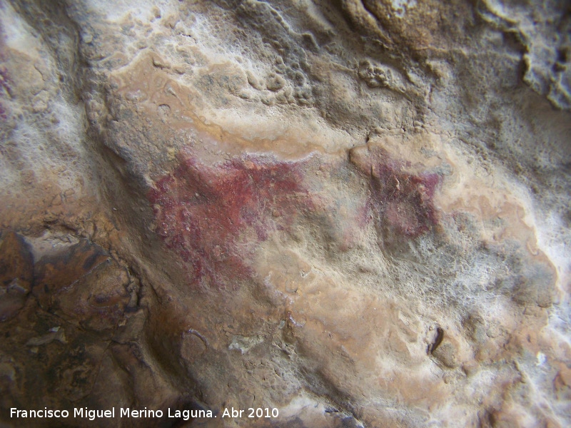 Pinturas rupestres de la Cueva de los Herreros Grupo XI - Pinturas rupestres de la Cueva de los Herreros Grupo XI. Dos cánidos inferiores centrales muy desvaídos
