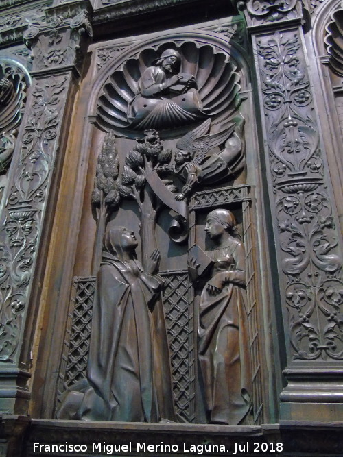 Catedral de Jan. Coro. Santa Ana recibe el mensaje - Catedral de Jan. Coro. Santa Ana recibe el mensaje. Talla principal