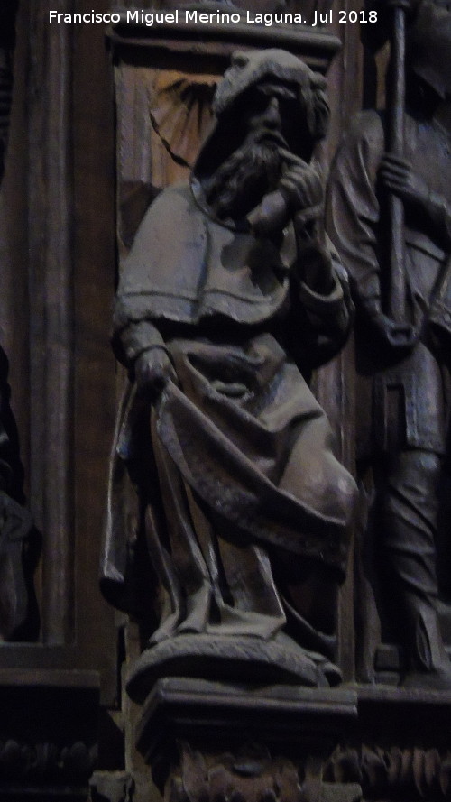 Catedral de Jaén. Coro. Zarza ardiendo - Catedral de Jaén. Coro. Zarza ardiendo. Figura de la derecha