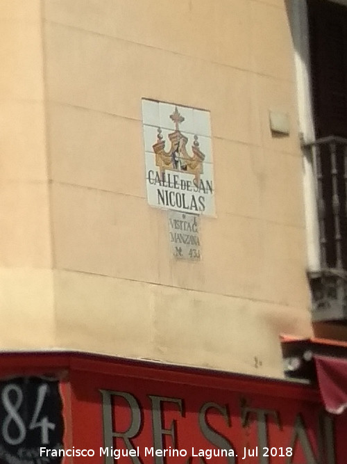 Calle de San Nicolás - Calle de San Nicolás. Placa