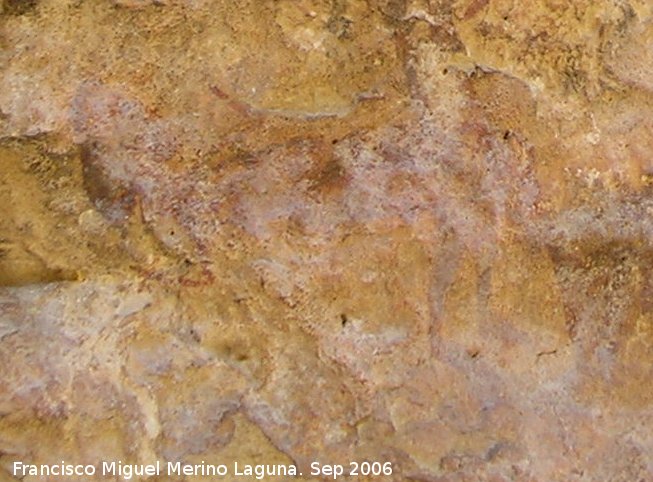 Pinturas rupestres de la Cueva del Engarbo I. Grupo II. Panel VII - Pinturas rupestres de la Cueva del Engarbo I. Grupo II. Panel VII. Antropomorfo inferior en representación de alguna danza