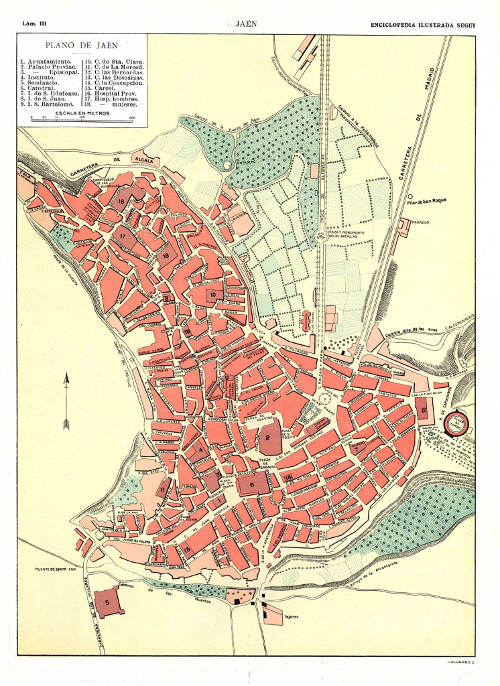 Historia de Jaén. Urbanismo - Historia de Jaén. Urbanismo. Mapa de principios del siglo XX