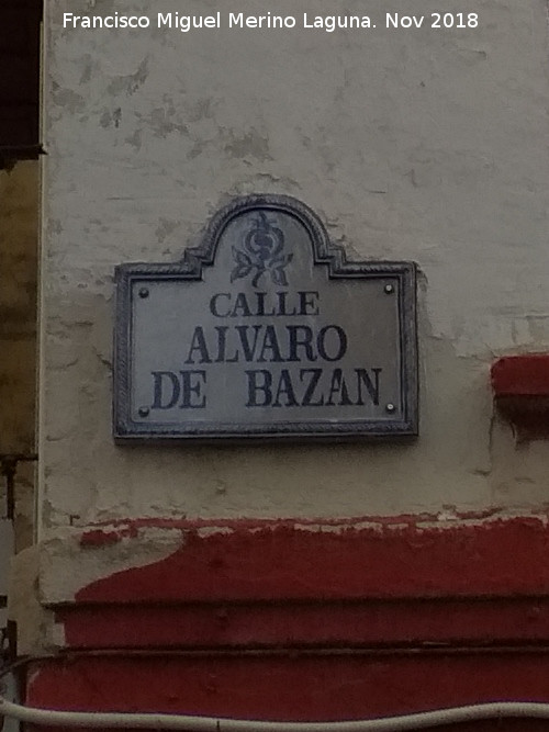 Calle Álvaro de Bazán - Calle Álvaro de Bazán. Placa