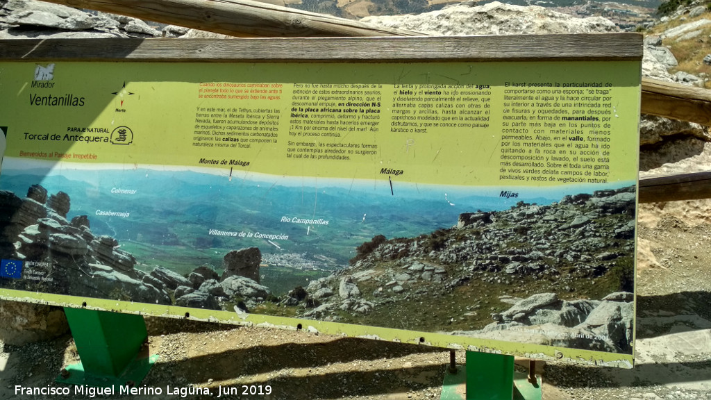Torcal de Antequera. Mirador de las Ventanillas - Torcal de Antequera. Mirador de las Ventanillas. Cartel
