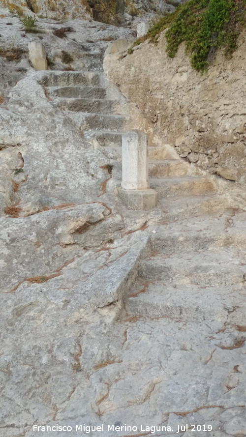 Castillo de Santa Bárbara. Plaza de Armas - Castillo de Santa Bárbara. Plaza de Armas. Escaleras talladas