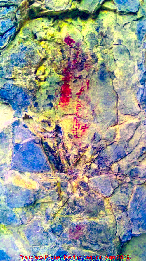 Pinturas rupestres del Abrigo de Mingo López I - Pinturas rupestres del Abrigo de Mingo López I. Manchas tratadas con Dstretch