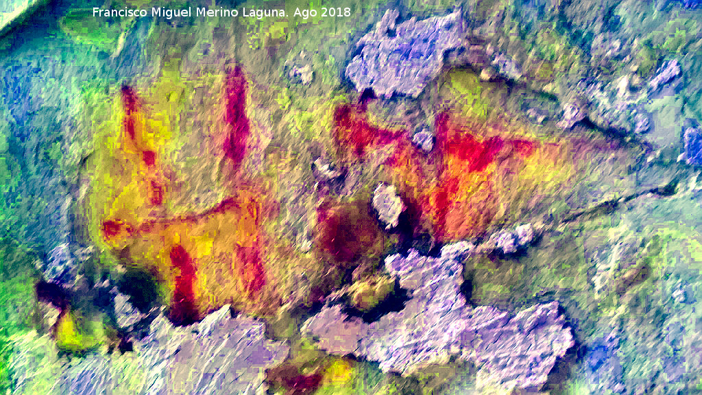 Pinturas rupestres y grabados de la Cueva de Mingo López - Pinturas rupestres y grabados de la Cueva de Mingo López. Tratada con Dstretch