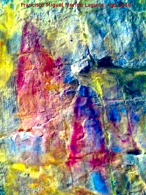 Pinturas rupestres y grabados de la Cueva de Mingo López - Pinturas rupestres y grabados de la Cueva de Mingo López. Tratada con Dstretch
