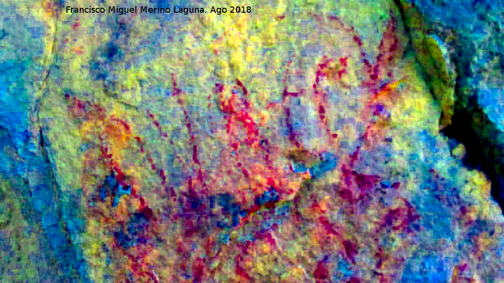Pinturas rupestres de la Raspa de Piedra Redonda I - Pinturas rupestres de la Raspa de Piedra Redonda I. Tratada con Dstretch