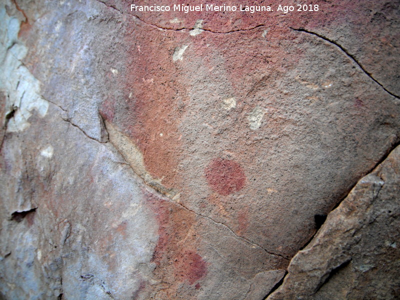 Pinturas rupestres de la Raspa de Piedra Redonda III - Pinturas rupestres de la Raspa de Piedra Redonda III. Detalle de puntos