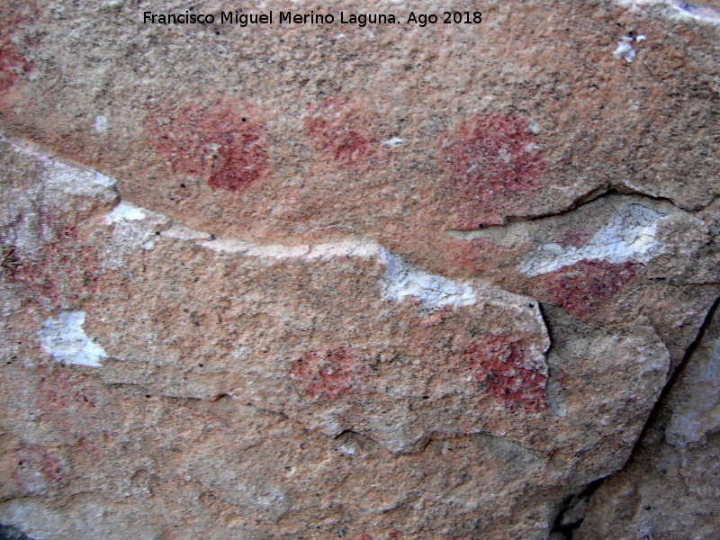 Pinturas rupestres de la Raspa de Piedra Redonda III - Pinturas rupestres de la Raspa de Piedra Redonda III. Detalle de puntos