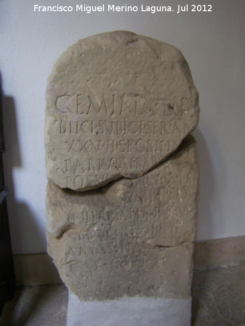 Yacimiento romano del Cortijo del Chantre - Yacimiento romano del Cortijo del Chantre. Lpida funeraria romana de finales del siglo I d.C. Museo Arqueolgico de beda