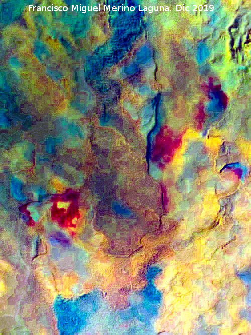 Pinturas rupestres del Abrigo del Almendro II - Pinturas rupestres del Abrigo del Almendro II. Tratada con Dstretch