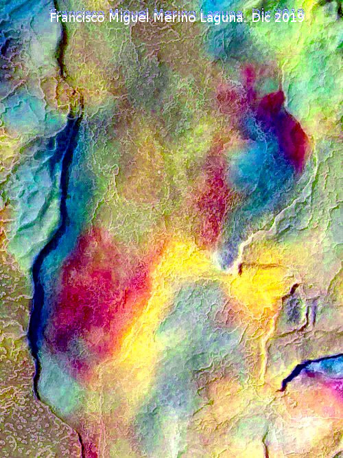 Pinturas rupestres del Abrigo del Almendro II - Pinturas rupestres del Abrigo del Almendro II. Tratada con Dstretch