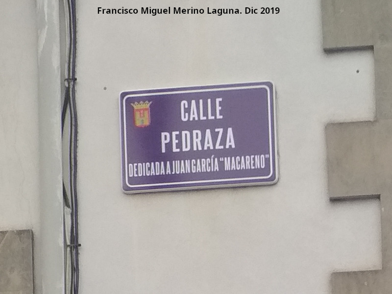 Calle Pedraza - Calle Pedraza. Placa