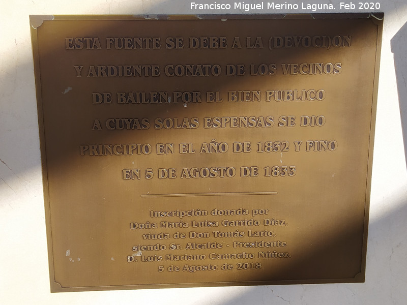 Inscripci�n de la Fuente - Inscripci�n de la Fuente. Placa