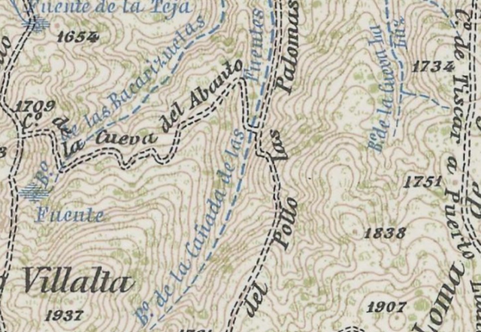 Arroyo del Barranco de la Ca�ada de las Fuentes - Arroyo del Barranco de la Ca�ada de las Fuentes. Mapa antiguo